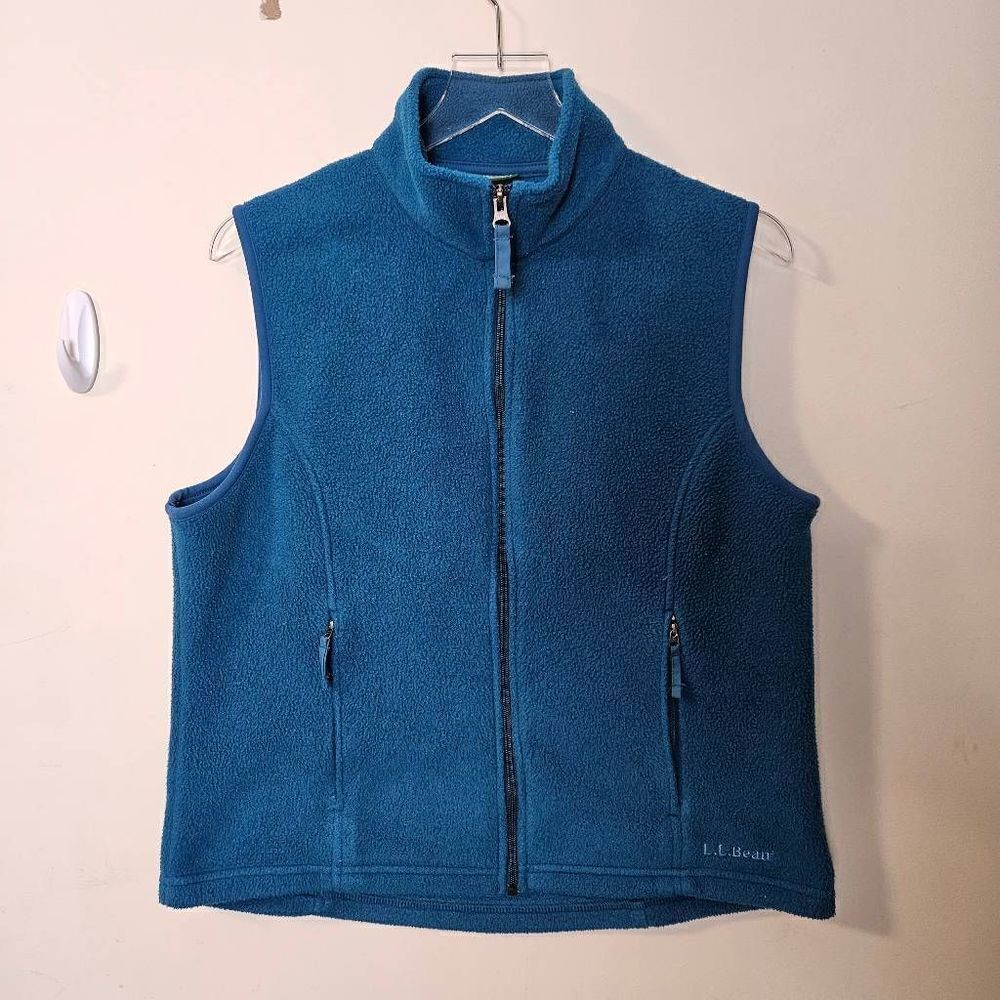 LL Bean Teal Blue Green Full Zip Thick Polartec Fleece Vest 0 ALA9 Women’s Mediu